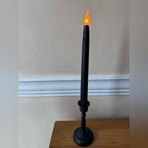 17” Tall Flameless Black Glitter Taper Candle